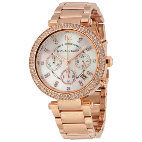 michael kors parker chronograph rose gold tone ladies watch mk5491|Michael Kors chronograph bracelet.